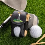 Personalized Cartoon Golf Character PU Leather Golf Ball & Tee Holder Pouch with Name and Belt Clip Sport Accessories Birthday Gift for Golf Players