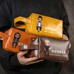 Borsa da toilette personalizzato in pelle PU con personaggio, nome e testo, accessorio da viaggio  - Regalo per uomini