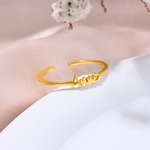 Personlig Minimalist Style Circle Open Sterling Silver Ring med 2-4 navn Bursdagsgave til familie, par og jubileumsgave
