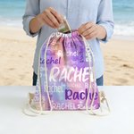 Mochila de playa personalizada con nube de palabras en color degradado y nombre Fiesta en la playa Regalo de cumpleaños para niños Adultos