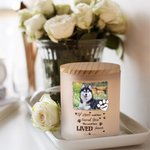 Henkilökohtainen ikuisesti rakastettu lemmikkieläin Photo Paw Print Candle Jar nimi LED-kynttilä ja puinen kansi Sympathy Pet Loss Memorial lahja lemmikkieläinten omistajille