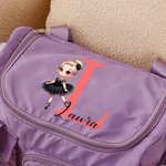 Bolsa de viaje personalizada con múltiples compartimentos diseño de bailarina con inicial y nombre regalo de cumpleaños para amante del ballet