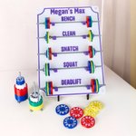 Personalised Coloured Removable Mini Barbells Weightlifting Tracking Board with Text Home Gym Gift for Coaches Fitness Lovers