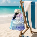 Mochila de playa personalizada con nube de palabras en color degradado y nombre Fiesta en la playa Regalo de cumpleaños para niños Adultos