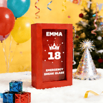 Personalised Funny Emergency Design Wooden Money Box Piggy Bank with Name Text Age and Hammer Home Decor Birthday Gift for Kids Friends Firefighters