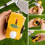 Personalized Cartoon Golf Character PU Leather Golf Ball & Tee Holder Pouch with Name and Belt Clip Sport Accessories Birthday Gift for Golf Players