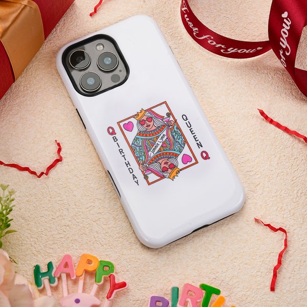 Personalised Queen Playing Card TPU Phone Case with Name for iPhone Daily Use Birthday Gift for Her
