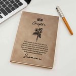 Personalized New Chapter Birth Flower A5 Journal Notebook with Name Resignation Retirement Gift for Colleague