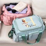Bolsa de viaje personalizada con múltiples compartimentos diseño de bailarina con inicial y nombre regalo de cumpleaños para amante del ballet