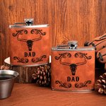 Fiaschetta personalizzata in pelle da 6 once con nome per la festa del papà, regalo di compleanno per il marito sposo.