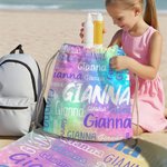 Mochila de playa personalizada con nube de palabras en color degradado y nombre Fiesta en la playa Regalo de cumpleaños para niños Adultos