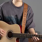 Gepersonaliseerde Verstelbare Leren Gitaarriem met Geborduurde Naam Muziekaccessoires Verjaardagscadeau voor Gitaarspeler Musicus