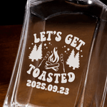 Personalized Bonfire Campervan Whiskey Decanter 2 Glasses Wooden Box Set with Engraved Name Father's Day Birthday Gift for Father Friends Bartenders