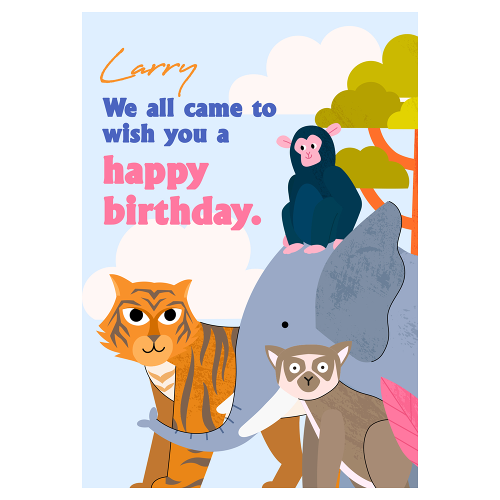 Jungle Animal Gang Birthday Ecard