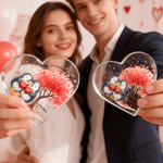 Spersonalizowana tabliczka akrylowa Love Tree Cute Penguin Heart z imieniem i datą do dekoracji domu Walentynkowy prezent rocznicowy dla par