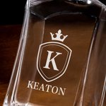 Personalized Wreath Initial Whiskey Decanter and 4 Glasses with Name Bar Accessory Father's Day Gift for Men Whiskey Lovers