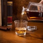 Personalized Wreath Initial Whiskey Decanter and 4 Glasses with Name Bar Accessory Father's Day Gift for Men Whiskey Lovers