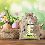 Gepersonaliseerde schattige Bunny initiaal paaseieren koord snoep cadeauzakje met initiaal en naam paasvakantie feest cadeau voor jongens meisjes