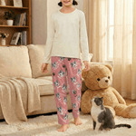 Personnalisé 1-4 Pet Face Photos Multicolore Heart Kid Woman Man Pajama Pants with Name and Drawstring Daily Wear Birthday Gift for Pet Lover Owner