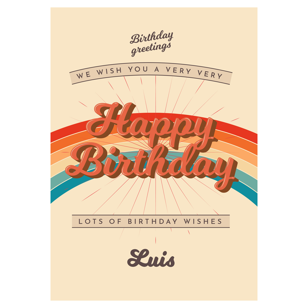 Rainbow and Layered Wishes Birthday Ecard