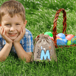Gepersonaliseerde schattige Bunny initiaal paaseieren koord snoep cadeauzakje met initiaal en naam paasvakantie feest cadeau voor jongens meisjes