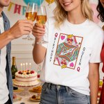 Personalized Queen of Hearts Playing Card Birthday 100% Cotton T-shirt with Name Birthday Gift for Women Girls
