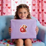 Personalised Heart Cute Cartoon Bear Initial Waterproof Stickers Labels with Name Valentine's Day Birthday Gift for Kids