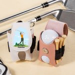Personalized Cartoon Golf Character PU Leather Golf Ball & Tee Holder Pouch with Name and Belt Clip Sport Accessories Birthday Gift for Golf Players