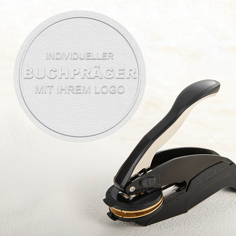 Personalisierter Buchpräger mit eigenem Logo oder Text und Aufbewahrungstasche Prägestempel Geburtstag Jahrestag Geschenk für Bücherliebhaber