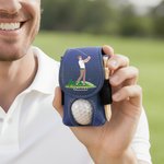 Personalized Cartoon Golf Character PU Leather Golf Ball & Tee Holder Pouch with Name and Belt Clip Sport Accessories Birthday Gift for Golf Players