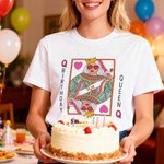 Personalized Queen of Hearts Playing Card Birthday 100% Cotton T-shirt with Name Birthday Gift for Women Girls