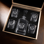 Personalized Bonfire Campervan Whiskey Decanter 2 Glasses Wooden Box Set with Engraved Name Father's Day Birthday Gift for Father Friends Bartenders