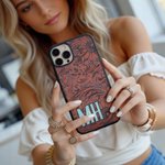 Personalized Turquoise Western Sunflower Tooled Initials TPU Phone Case for iPhone Daily Use Birthday Gift for Cowboys Cowgirls