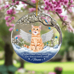 Henkilökohtainen Angel Wing Cloud Flower Akryyli Ornamentti valokuva ja teksti Home Tree Decor Memorial Sympathy Pet Loss Lahja lemmikin omistajalle