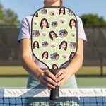 Personalised 1-4 Avatar Face Photos Pickleball Paddle with Pickleball and Bag Competition Day Birthday Gift for Pickleball Players