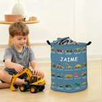 Cesto de lavandería personalizado con camión excavadora y bulldozer impermeable regalo de cumpleaños para niños y amantes de los camiones