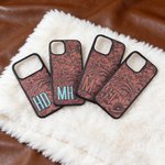 Personalized Turquoise Western Sunflower Tooled Initials TPU Phone Case for iPhone Daily Use Birthday Gift for Cowboys Cowgirls