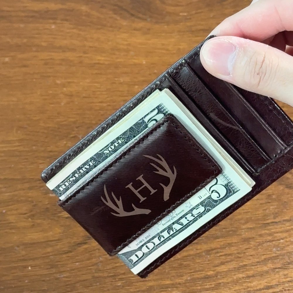 Personalized Initials Name RFID-shielded Magnetic Slim Leather Wallet Money Clip with Engraved Text Anniversary Father's Day Gift for Men 5