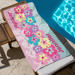 Personlig tropisk blommig snabbtorkande överdimensionerad strandhandduk med namn reseförnödenheter strandfest semestergåva för vänner kvinnor