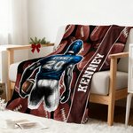 Personalized Cartoon Football Character Soft Throw Blanket with Name and Number Competition Day Team Gift for Football Player Team Member