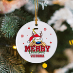 Personalised Long Tailed Marsupilami Merry Christmas Ceramic Ornament with Name Christmas Gift for Family Friend | Callie × Marsupilami®