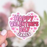 Personalised Heart Shape Romantic Pink Stickers with Name Daily Use Valentine's Day Gifts for Couples Wives