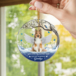 Henkilökohtainen Angel Wing Cloud Flower Akryyli Ornamentti valokuva ja teksti Home Tree Decor Memorial Sympathy Pet Loss Lahja lemmikin omistajalle