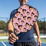 Personalised 1-4 Avatar Face Photos Pickleball Paddle with Pickleball and Bag Competition Day Birthday Gift for Pickleball Players