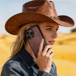 Personalized Turquoise Western Sunflower Tooled Initials TPU Phone Case for iPhone Daily Use Birthday Gift for Cowboys Cowgirls