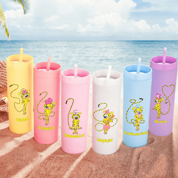 Gepersonaliseerde Langstaart Luipaard Marsupilami 16 oz Skinny Tumbler met Naam Verjaardagscadeau voor Vriendin Familie | Callie × Marsupilami®