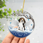 Henkilökohtainen Angel Wing Cloud Flower Akryyli Ornamentti valokuva ja teksti Home Tree Decor Memorial Sympathy Pet Loss Lahja lemmikin omistajalle