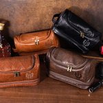 Personalized Crown Shield Portable Waterproof PU Leather Men's Toiletry Bag with Engraved Initial and Name Travel Business Trip Birthday Gift for Men