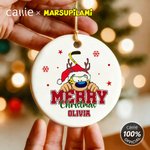 Personalised Long Tailed Marsupilami Merry Christmas Ceramic Ornament with Name Christmas Gift for Family Friend | Callie × Marsupilami®