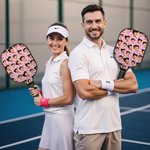 Personalised 1-4 Avatar Face Photos Pickleball Paddle with Pickleball and Bag Competition Day Birthday Gift for Pickleball Players